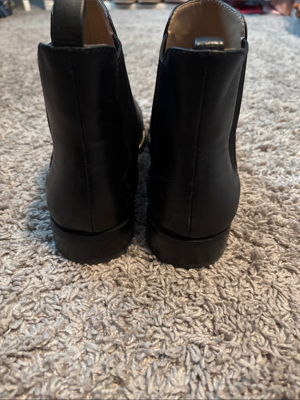 Coach Black Leather Chelsea Ankle Boots with Gold Stud Detailing - Picture 4 of 8